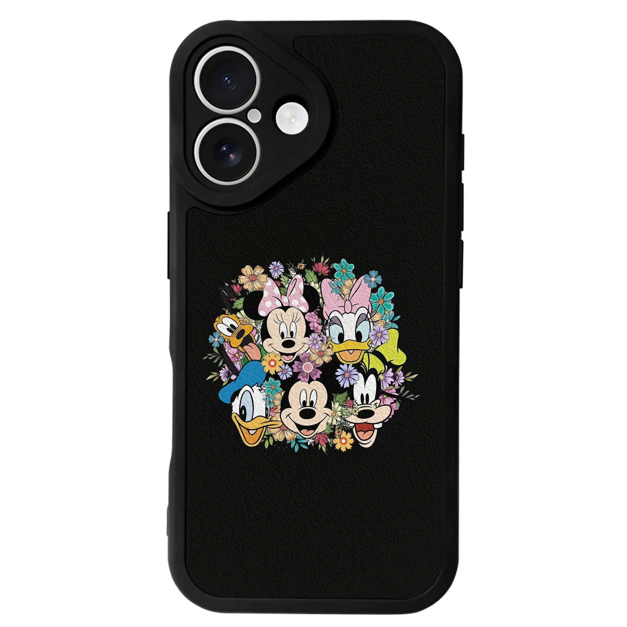 ミッキーマウス（Mickey Mouse） グッズ ミニーマウス（Minnie Mouse） - IPhone 16シリーズ対応 ・ シリコンスマホケース ・ レザー調 ・ 高精度フィット ・ 耐衝撃 ・ ワイヤレス充電対応 ・ 精密カット